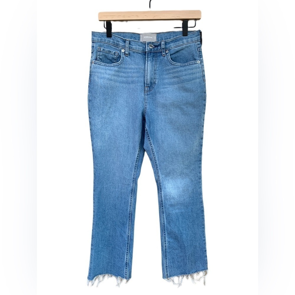 Everlane Cropped Straight Leg Ankle Jeans Raw Hem Blue Denim 29 | Normcore Basic